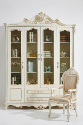Scaffale librerie Stile Art déco Armadio Vetrina Bianco Mobile Armadi Scaffale Legno