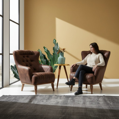 Mobili di lusso Design Poltrona Design Moderna Poltrona Marrone Soggiorno Nuova