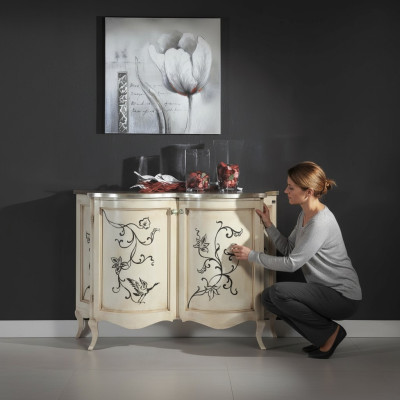 Classica credenza in legno bianco, armadio, armadietto di lusso italiano nuovo