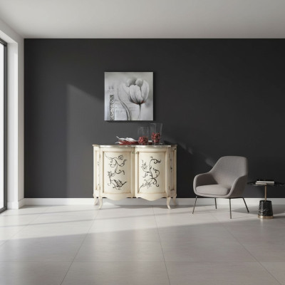 Classica credenza in legno bianco, armadio, armadietto di lusso italiano nuovo