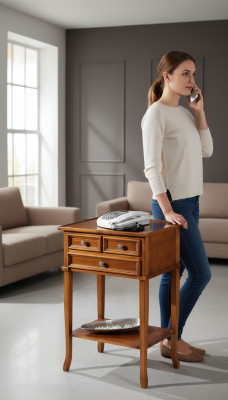 Console telefonica classica marrone tavolino tavoli tavolino tavolo mobili