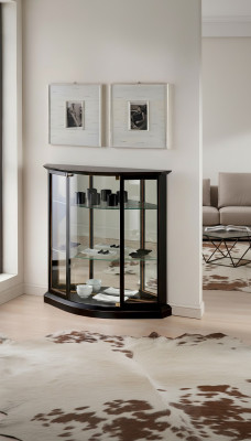 Vetrina nera Vetrina in vetro Design Armadio classico Mobili di lusso in legno Vetrine