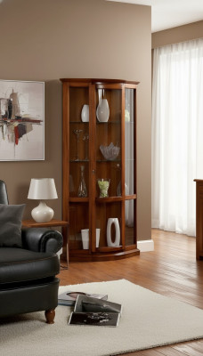 Classica vetrina marrone in stile francese, mobile comò credenza con vetrina.