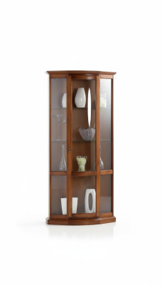 Classica vetrina marrone in stile francese, mobile comò credenza con vetrina.