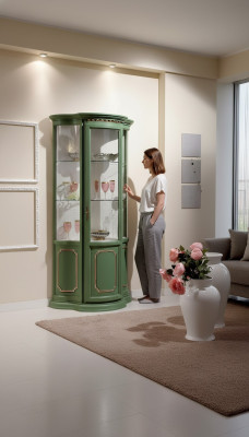 Mezzo armadio Vetrina Vetrina Vetrina in vetro Soggiorno di lusso verde Credenza