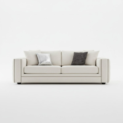 Classico divano Chesterfield a tre posti in beige, lussuoso.