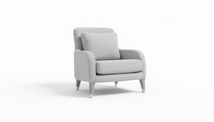 Poltrona da design per soggiorno con rivestimento in legno imbottito moderno di lusso grigio nuovo.