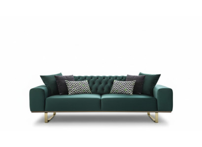 Divano soggiorno di lusso a 2 posti verde Chesterfield nuovo