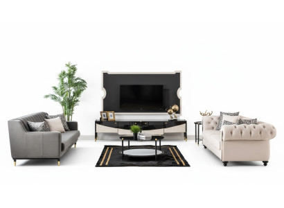 Set di divani Chesterfield con divano, mobili imbottiti e tavolino.