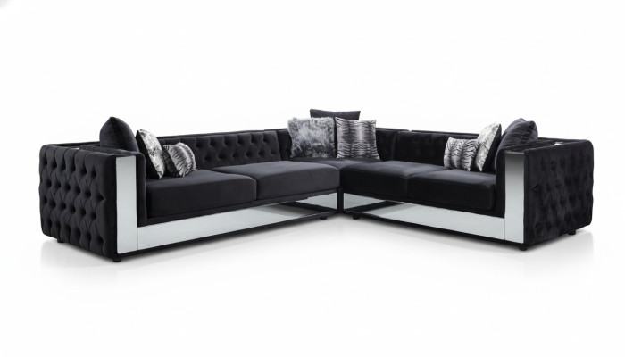 Nero divano Chesterfield imbottito divano angolare Set imbottitura poltrona lusso angolo divani