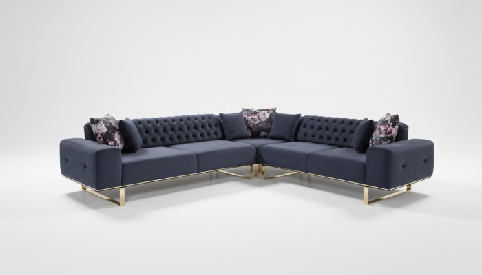 Divano ad angolo Divano Imbottita Set di mobili Chesterfield Set di divani ad angolo in stile Chesterfield Divano in stoffa