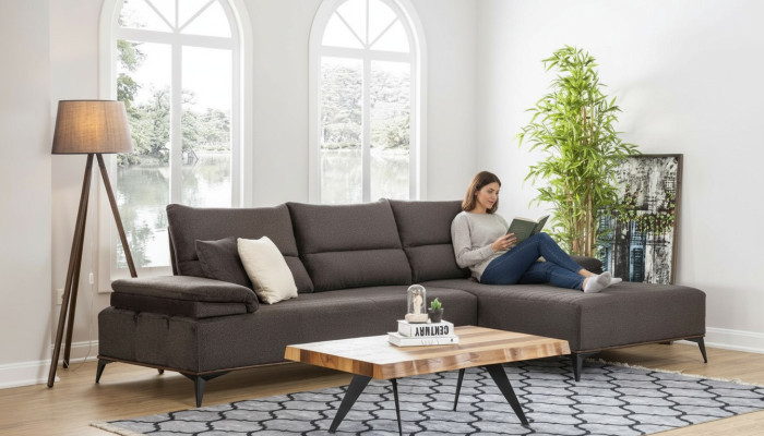 Divano ad angolo a L Design Sofa Divano divano imbottito in tessuto Set angolare