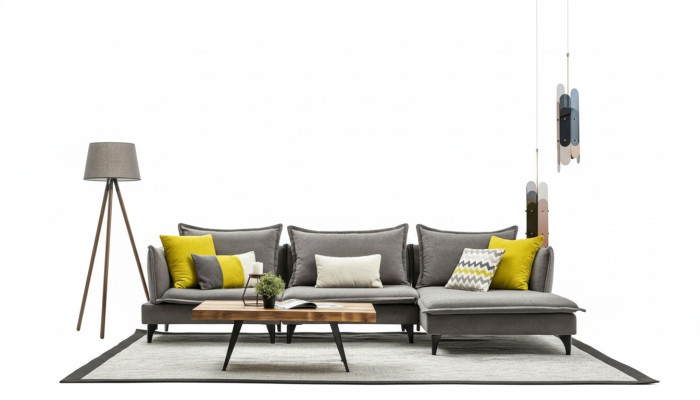 Grigio Chesterfield divano imbottito angolare set di divani poltrone di lusso angolare divani