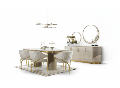 Soggiorno Set 10 pezzi. lussuoso tavolo 6x sedia credenza specchio mobili legno