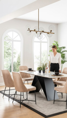 Set da pranzo gruppo di mobili tavolo da pranzo 6x sedia set 7 pezzi