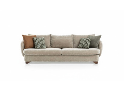 Divano 3 posti in tessuto grigio, design moderno, nuovo.