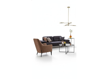 Poltrona marrone in tessuto di lusso per soggiorno, nuovo, design moderno e creativo.