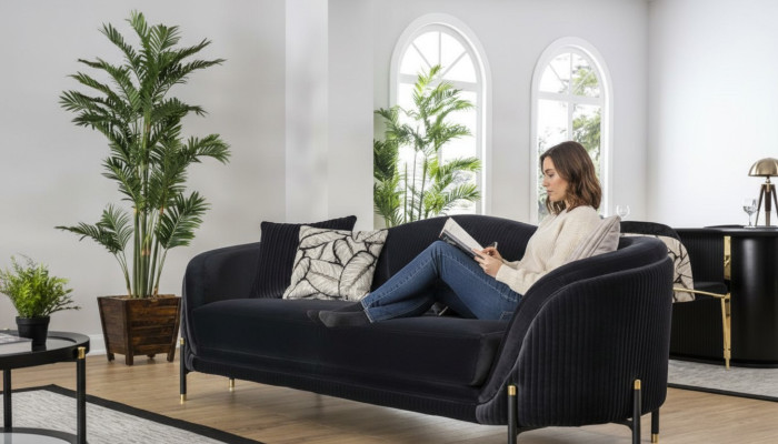 Divano di lusso a due posti in stoffa per il soggiorno Design moderno Divani Imbottiti Nuovi