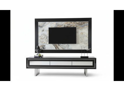 Mobile soggiorno di lusso + credenza bassa scaffale soggiorno nero lucido