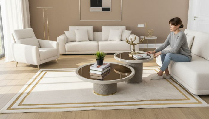 Tavolino da salotto di design di lusso moderno in legno per il soggiorno. Nuovo.