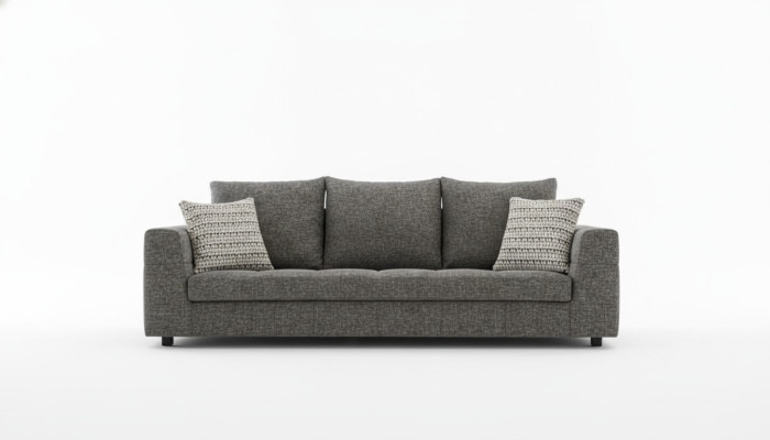 Divano di lusso 4 posti in stoffa design moderno grigio per il soggiorno.