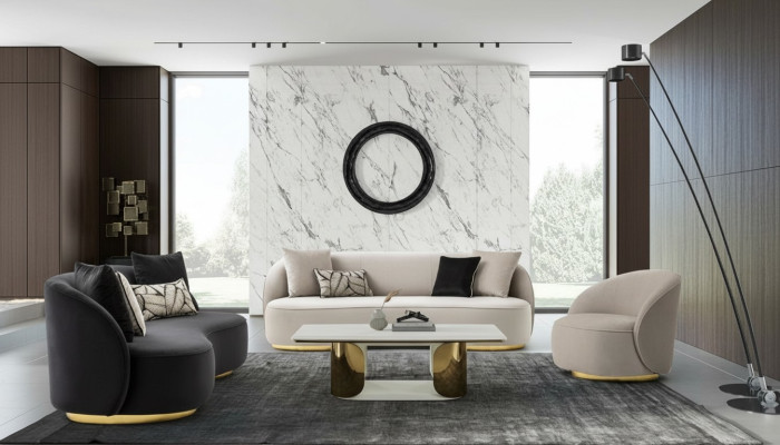 Set di divani 4+3+1 posti Design Sofas Poltrone Sedute Divano Moderno Sofa