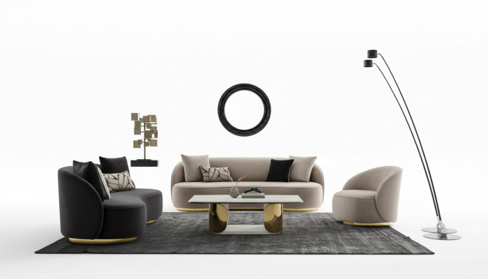 Set di divani 4+3+1 posti Design Sofas Poltrone Sedute Divano Moderno Sofa