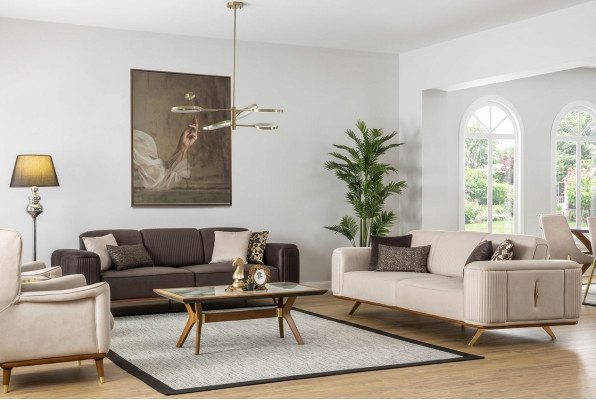 Set di mobili per divano di lusso con divano da designer 4 pezzi.