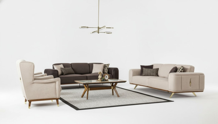 Set di mobili per divano di lusso con divano da designer 4 pezzi.