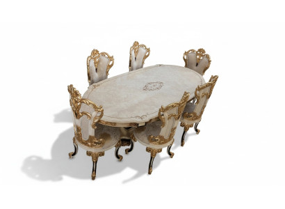 Set completo di tavolo da pranzo + 6 sedie Set da pranzo Set da pranzo in legno Tavoli 7 pezzi