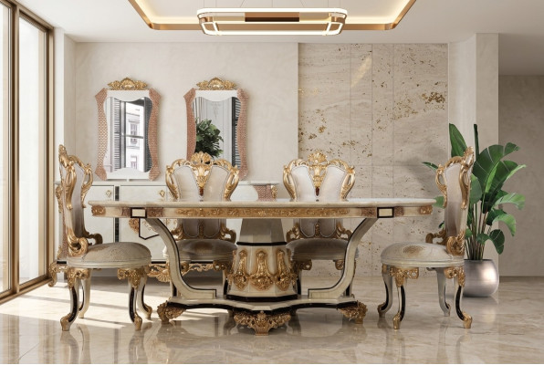 Classico lusso tavolo legno tavoli barocco rococò stile antico sala da pranzo soggiorno nuovo