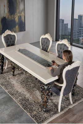 Sedia da pranzo con poltrona Set 2x sedie con braccioli + 2x sedie poltrona di lusso Nuove