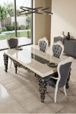 Sedia da pranzo con poltrona Set 2x sedie con braccioli + 2x sedie poltrona di lusso Nuove