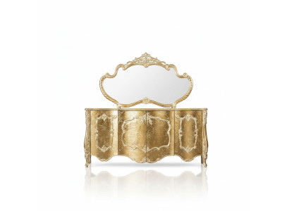 Mobile specchio lusso gruppo comò set cassettiere mobiletto buffet oro