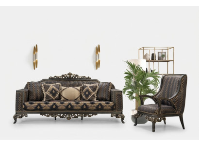 Set di divani Chesterfield di lusso 3+1 posti classico, divano barocco imbottito.