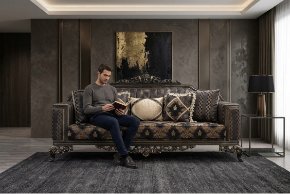 Chesterfield divano a 3 posti, divano design di lusso, divani imbottiti in tessuto, nuovi.