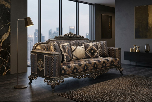 Chesterfield divano a 3 posti, divano design di lusso, divani imbottiti in tessuto, nuovi.