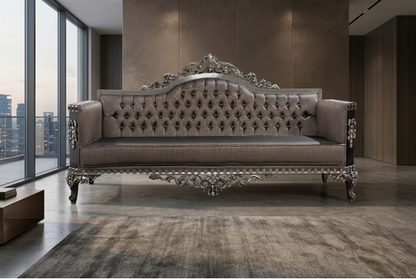 Divano design a tre posti di lusso, divano imbottito Chesterfield a tre posti.