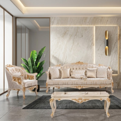 Divano Chesterfield di lusso 3 + 1 posti, divano classico Barocco imbottito