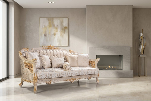 Chesterfield divano a 3 posti Designer Lusso Divani imbottiti Tessuto Tessile Nuovo