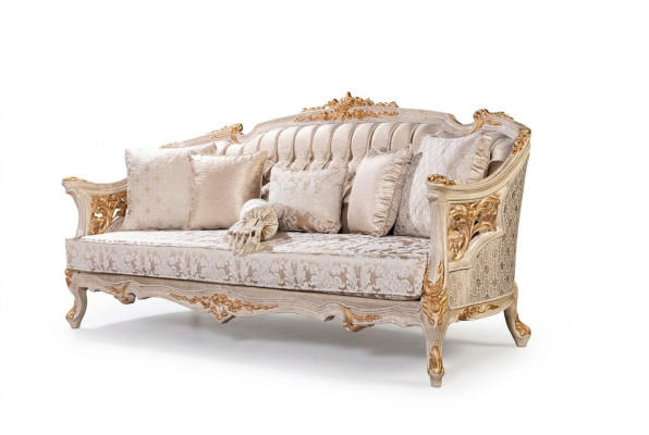 Chesterfield divano a 3 posti Designer Lusso Divani imbottiti Tessuto Tessile Nuovo