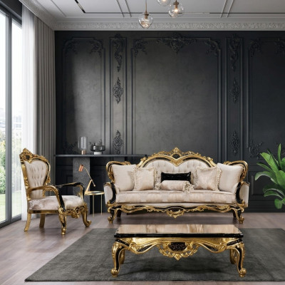 Sofà classico di lusso con poltrone set soggiorno 3 + 1 posti Chesterfield.