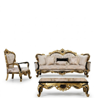 Sofà classico di lusso con poltrone set soggiorno 3 + 1 posti Chesterfield.