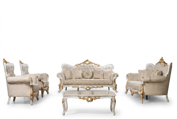 Divano 3311 Set di sedili Design Divano Imbottito Divani Classici Tavolino.