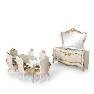 Luxury Set Sala da pranzo Tavolo Sedia XL Tavoli Sedie Legno Design 7 pezzi Nuovo
