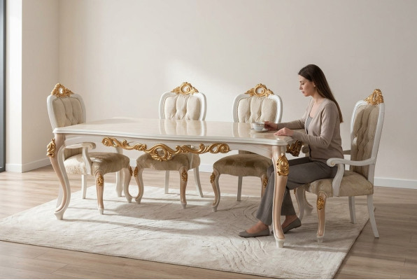 Tavolo di lusso classico in legno stile barocco rococò antico soggiorno e sala da pranzo.