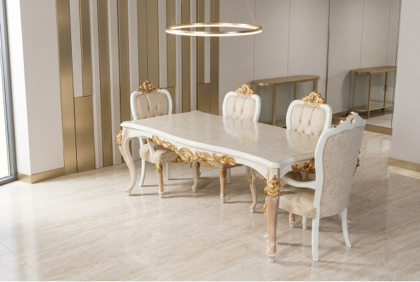 Tavolo di lusso classico in legno stile barocco rococò antico soggiorno e sala da pranzo.