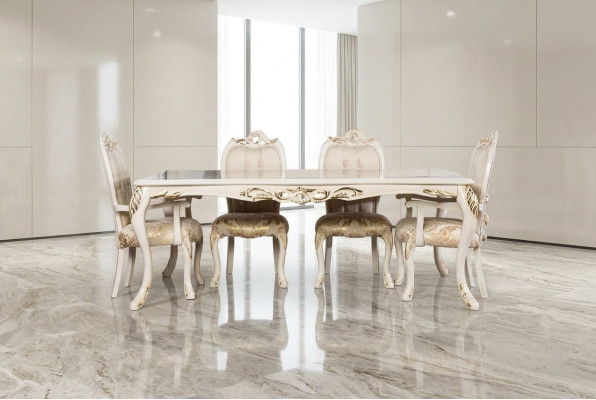 Tavolo da pranzo classico beige design tavolo legno mobili soggiorno