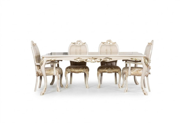 Tavolo da pranzo classico beige design tavolo legno mobili soggiorno
