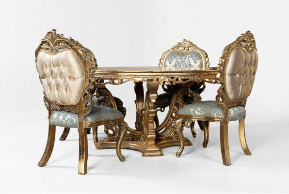 Tavolo da pranzo barocco dorato Tavolo rotondo Tavoli rotondi in legno 173cm